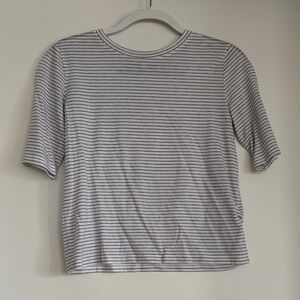 Like New Vince Stripe Elbow-Sleeve Tee, Size S